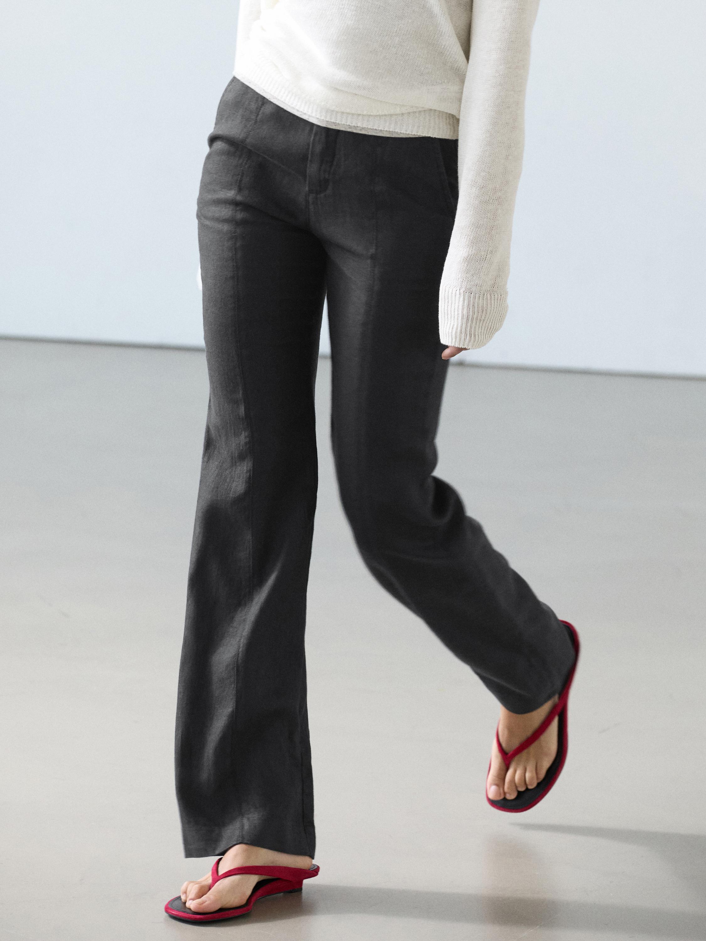 100% linen kick flare fit pants